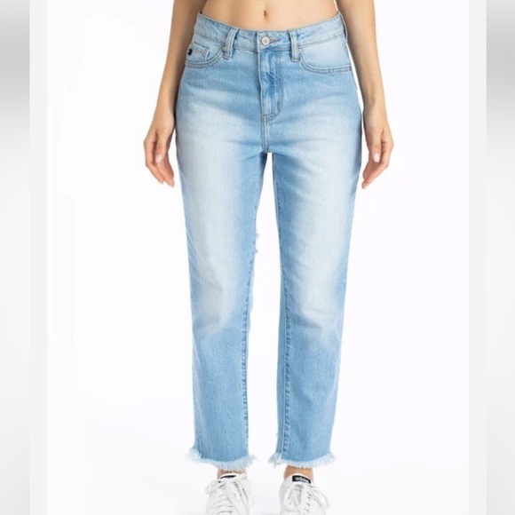 KanCan Boyfriend Relaxed Fit Distressed Ankle Jeans Light Wash - Picture 3 of 13